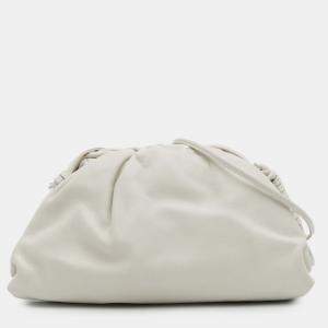 Pre Owned Bottega Veneta White Lambskin The Mini Pouch Crossbody