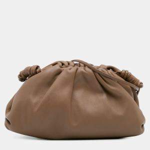 Pre Owned Bottega Veneta Brown Lambskin The Mini Pouch Crossbody