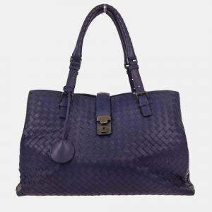 Pre Owned Bottega Veneta Purple Intrecciato Roma Tote Bag