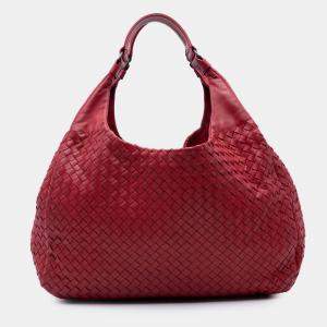 Pre Owned Bottega Veneta Red Large Nappa Intrecciato Campana Hobo