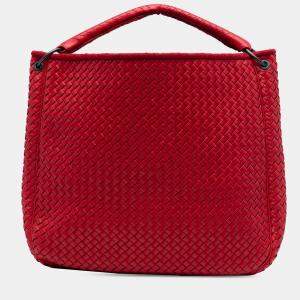 Pre Owned Bottega Veneta Red Nappa Intrecciato Tote