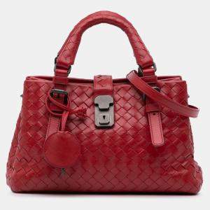 Pre Owned Bottega Veneta Red Mini Nappa Intrecciato Roma Satchel