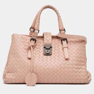 Pre Owned Bottega Veneta Beige Small Nappa Intrecciato Roma Satchel