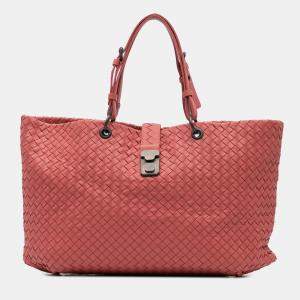 Pre Owned Bottega Veneta Red Medium Nappa Intrecciato Capri Tote