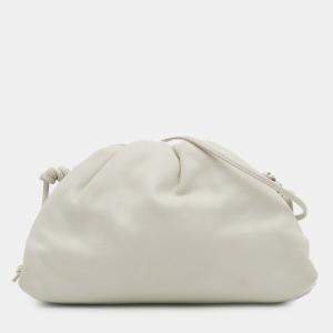 Pre Owned Bottega Veneta White Lambskin The Mini Pouch Crossbody