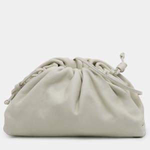Pre Owned Bottega Veneta White Lambskin The Mini Pouch Crossbody
