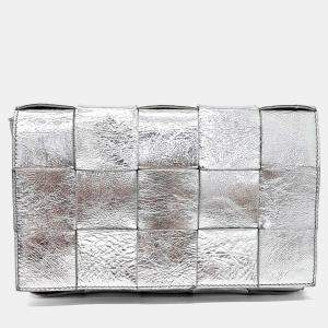 Pre Owned Bottega Veneta Silver Leather Cassette Bag