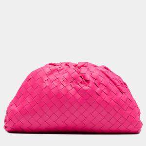 Pre Owned Bottega Veneta Pink Nappa Intrecciato The Mini Pouch