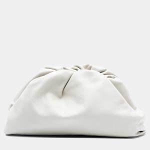 Pre Owned Bottega Veneta White Lambskin The Pouch
