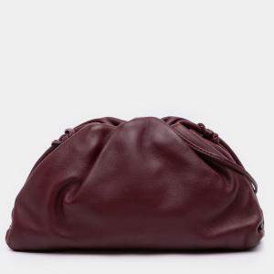 Pre Owned Bottega Veneta Burgundy Lambskin The Mini Pouch Crossbody
