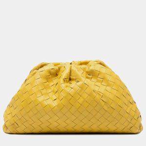 Pre Owned Bottega Veneta Yellow Nappa Intrecciato The Pouch