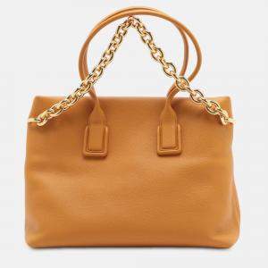 Pre Owned Bottega Veneta Orange Grained Calfskin Saint Germain Tote