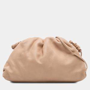 Pre Owned Bottega Veneta Brown Lambskin The Mini Pouch Crossbody