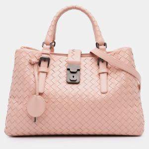 Pre Owned Bottega Veneta Pink Small Nappa Intrecciato Roma Satchel