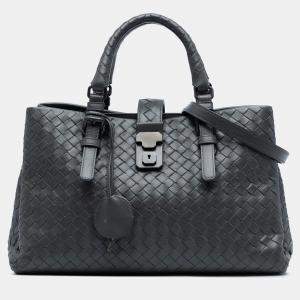 Pre Owned Bottega Veneta Grey Small Nappa Intrecciato Roma Satchel