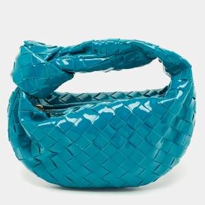 Pre Owned Bottega Veneta Teal Blue Intrecciato Leather Mini BV Jodie Hobo