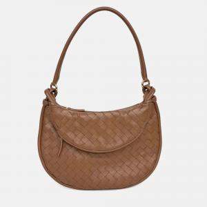 Pre Owned Bottega Veneta Brown Leather Gemelli Medium
