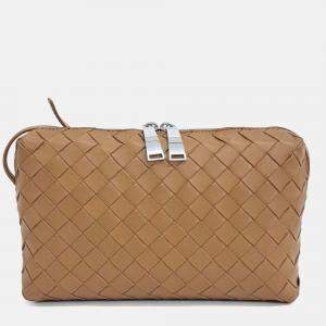 Pre Owned Bottega Veneta Brown Leather mesh crossbody bag