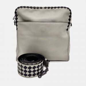 Pre Owned Bottega Veneta Black Grey Leather crossbody bag