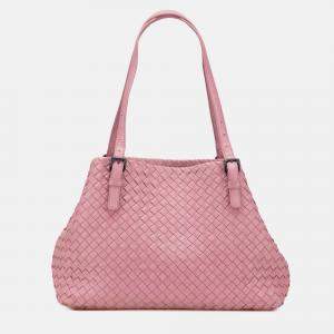 Pre Owned Bottega Veneta Pink Medium Nappa Intrecciato Cesta Tote