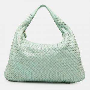 Pre Owned Bottega Veneta Green Medium Nappa Intrecciato Veneta Hobo