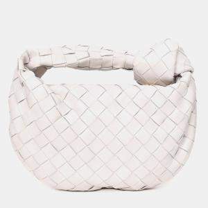 Pre Owned Bottega Veneta White Intrecciato Mini Jodie Bag