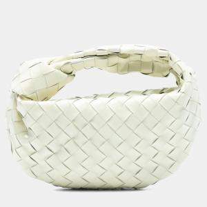 Pre Owned Bottega Veneta White Mini Patent Intrecciato Jodie