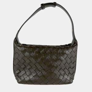Pre Owned Bottega Veneta Intrecciato Leather Handbag Khaki