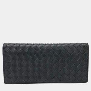 مملوكة مسبقًا محفظة طويلة بوتيغا فينيتا جلد شبك رمادي