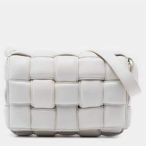 Pre Owned Bottega Veneta White Nappa Intrecciato Padded Cassette Crossbody