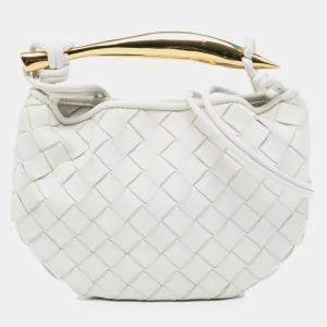 مملوكة مسبقًا Bottega Veneta White Baby Lambskin Intrecciato Sardine