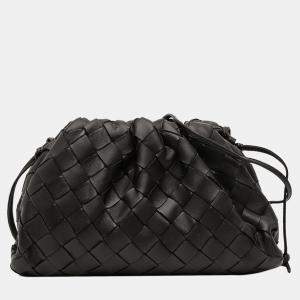 Pre Owned Bottega Veneta Black Nappa Intrecciato The Mini Pouch Crossbody