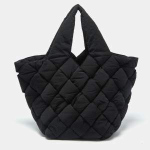 Pre Owned Bottega Veneta Cassette Padded Black Intrecciato Nylon Tote