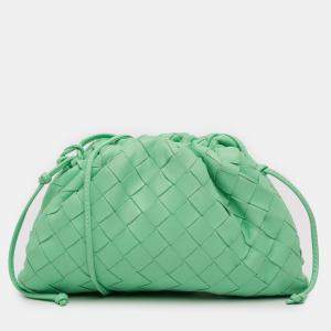 Pre Owned Bottega Veneta Green Nappa Intrecciato The Mini Pouch Crossbody