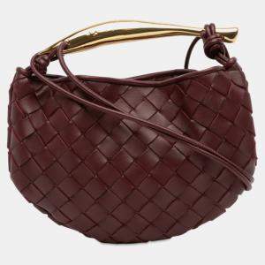 Pre Owned Bottega Veneta Red Baby Lambskin Intrecciato Sardine Satchel