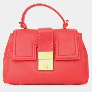 مملوكة مسبقًا حقيبة بوتيغا فينيتا بيازا جلد أنتريشياتو أحمر بمقبض علوي مع حزام