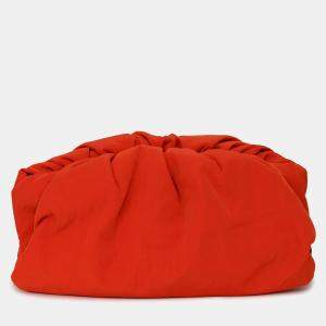 Pre Owned Bottega Veneta Orange Nylon The Pouch