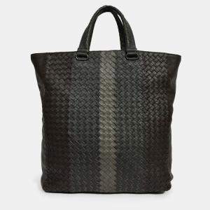 Pre Owned Bottega Veneta Black Intrecciato Leather Top Handle Tote Bag with Strap