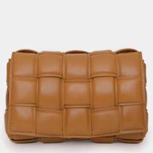 Pre Owned حقيبة كروس بودي صغيرة بوتيغا فينيتا مبطنة إنترشياتو لون الجمل