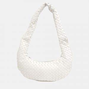 مملوكة مسبقًا Bottega Veneta White Leather Mesh Crossbody Bag