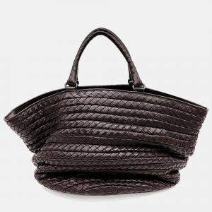 Pre Owned Bottega Veneta Brown Leather Mesh Tote Bag