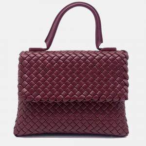 Pre Owned Bottega Veneta Burgundy Leather Patti Top Handle Bag