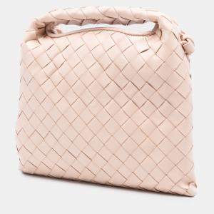 Pre Owned Bottega Veneta Pink Mini Calfskin Intrecciato Hop Satchel