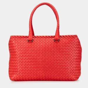 مملوكة مسبقًا Bottega Veneta Red Nappa Intrecciato Brick Tote