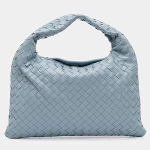 Pre Owned Bottega Veneta Blue Small Calfskin Intrecciato Hop Hobo