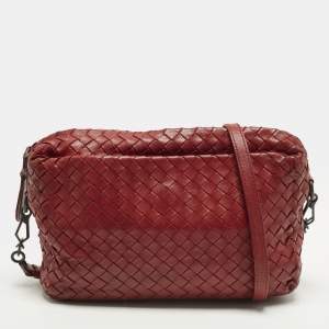 مملوكة مسبقًا Bottega Veneta Pocket Red Intrecciato Leather Crossbody Bag