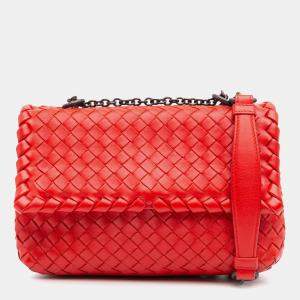 Pre Owned Bottega Veneta Red Baby Nappa Intrecciato Olimpia Crossbody