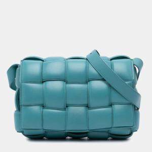 Pre Owned Bottega Veneta Blue Nappa Intrecciato Padded Cassette Crossbody