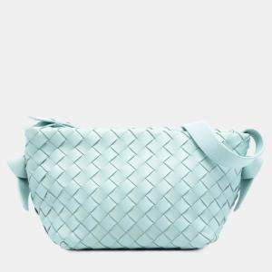 Pre Owned حقيبة كتف بوتيغا فينيتا إنترتشياتو جلد حمل أزرق