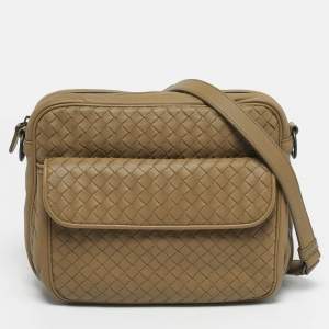 مملوكة مسبقًا Bottega Veneta Front Flap Olive Intrecciato Leather Shoulder Bag